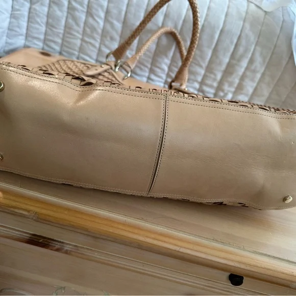 Cole Haan Genevieve Tan Woven Tote EUC - Picture 8 of 13